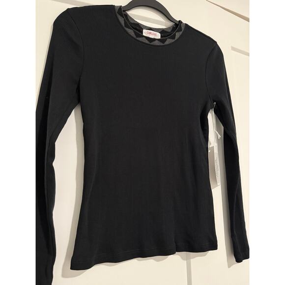 $125 New Goldie Lewinter Ribbed Pyramid Tipped Long Sleeve Tee - Small - black - Picture 5 of 6